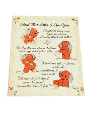 VTG Hallmark Owe You a Letter Greeting Card Red Beaded Elephant USA Unused 1945 picture