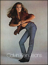1981 Brooke Shields open shirt photo Calvin Klein Jeans retro print ad ads30 picture