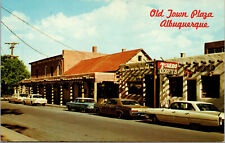 Vtg 1950's Old Town Plaza Old Cars Albuquerque New Mexico NM Postcard picture