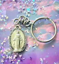 Keychain Virgin Mary Vintage Catholic Religious Medal †† vtg Jewelry  picture