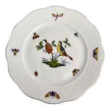 Salad Plate Herend of Hungary Rothschild Birds Butterflies Gold Rim RO 517 -7.5” picture