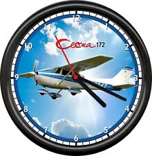 Cessna 172 Blue Aircraft Pilot Airplane Personal Aircraft Hangar Sign Wall Clock picture