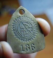 RARE NATIONAL EQUIPMENT CO.  EMPLOYEE ID MACHINE WORK TAG #136 SPRINGFIELD MASS. picture