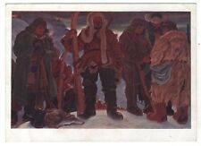 1927 Siberian partisans skiers N. Nikonov ART Antique Russian postcard old picture