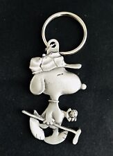 Pewter Silver SNOOPY Golfing Golf Charlie Brown Peanuts Figurine Keychain #2 picture
