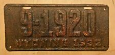 1932  WYOMING AUTO LICENSE PLATE 