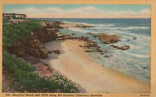 Postcard CA Beautiful Beach Cliffs Souther California Shoreline 1947 PC f8514 picture