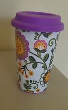 Longaberger Pottery Sisters Imagine Travel Coffee Tea Cup Mug  Lid  picture