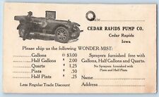 Cedar Rapids Iowa IA Postcard Cedar Rapids Pump Co. Wonder Mist c1910's Antique picture