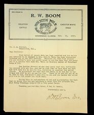 1917 Letter Winnebago Masonic Lodge 745, R.W. Boom Holstein Cattle, Winnebago IL picture