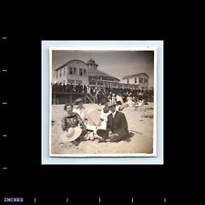 Vintage Square Photo VICTORIAN ERA MAN WOMEN BEACH SCENE picture