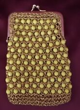Italian Hand Beaded Yellow Cigarette Case  Vintage picture