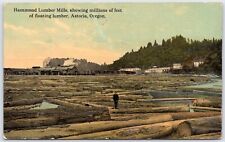 Postcard OR Astoria Oregon Hammond Lumber Mills Floating Lumber Logs Logging P8K picture