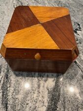 vintage wooden sewing box  from the 40's.  Seems to be handmade, 10 in square picture