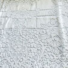 Quaker Lace Tablecloth 68 x 46” White with Loops Mid-Century Rectangle READ picture