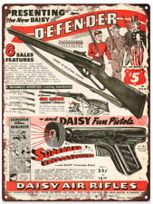 1942 Daisy Pistol Riffle Superman Kyrpoto Ray Metal Sign Ad Repro 9x12