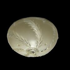 VINTAGE CEILING LIGHT LAMP SHADE GLOBE 3 Hole Art Deco White Leaves Swirl #63 picture
