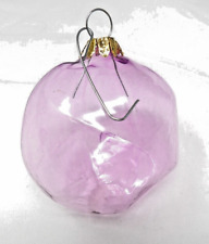 Vintage Hand Blown Glass Geometric Lavender  Christmas Ornament 2 1/2