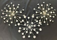 Vintage 1960’s MCMGold & Silver Jeweled Atomic Starburst Sputnik Wall Decor, 3pc picture