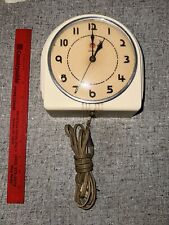 TELECHRON VINTAGE WALL CLOCK  2H07 IVORY ART DECO *UNTESTED FRAYED CORD* picture