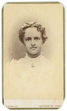 Antique CDV Circa 1870'S Beautiful Young Girl White Dress Granniss Waterbury, CT picture