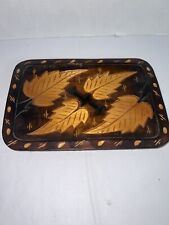 Vintage Carved Wooden Trivet Teak Wood Tray picture