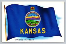 Official State Flag Of Kansas Vintage Unposted Postcard picture