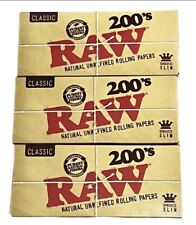 3X PACKS RAW 200's Classic KING SIZE SLIM - FLAT PACK - Uncreased Rolling papers picture