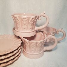 RSVP Pink - 4 Large Cups/Saucers MINT, TAGS - Romancing Provence Faint Main Pour picture