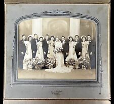LGE Vintage c1940s Wedding Photo in Gorgeous Cardboard Frame Yonkers, NY (#415) picture