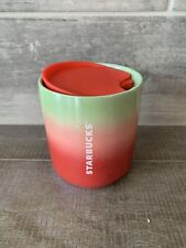 Starbucks Ombre Green Red Pink  Ceramic Travel Mug Tumbler Coffee Tea w/Lid 8oz picture