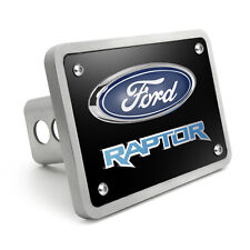 Ford Raptor in Blue 3D Black Thick Solid Billet Aluminum 2 inch Tow Hitch Cover picture