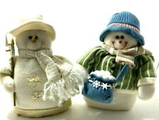 Lot of 2 Christmas Winter Plush Snowladies  Free Standing Handcrafted 12