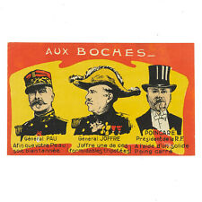 c.1915 Postcard Aux Boches WWI French Heroes Pau Joffre Poincare Patriotic Puns picture