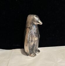 NEW Silver Tone Penguin Figure Figurine MCM Style Retro Brushed Pewter picture