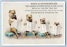 1880's 4 PUG DOGS READING NEWSPAPERS*ALLENTOWN PA*KOCH & SHANKWEILER*TRADE CARD picture