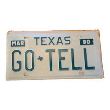 Vintage 1980 Go Tell Texas License Plate - Authentic Collectible Memorabilia picture