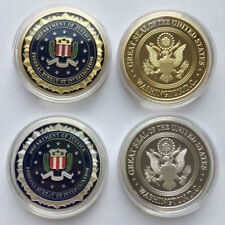 2x American Federal Bureau of Investigation FBI EAGLE Challenge coin Silver Gold picture