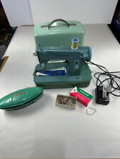 Vintage Singer Sewing Machine BZK 60-8 Green w Case and Accessories Clean Tested picture
