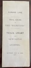 Track Chart For RMS Mauretania Trial Cruise 1907 Newcastle To Liverpool With Map picture