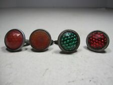 VINTAGE JEWELED GLASS & PLASTIC REFLECTORS  BICYCLE LICENSE PLATE ETC LOT OF 4  picture