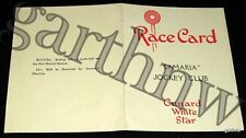 CUNARD WHITE STAR ca 1930s RACE CARD SAMARIA JOCKEY CLUB * QUEEN MARY AQUITANIA picture