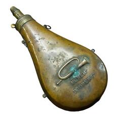 Antique 1825-1827 Public Property U.S. Rifleman Copper & Brass Gun Powder Flask picture