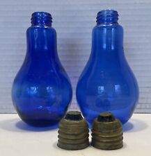 Lot Of 2 Vintage Cobalt Blue Decorative Light Bulb￼ Bottle Figurines picture