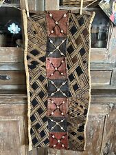 Long Vintage African Kuba Cloth with Shell Detail 16x36 Inches picture