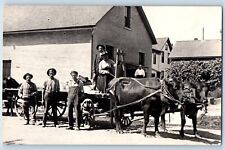c1910's Postcard RPPC Photo Ox And Wagon Farmers Houses Unposted Antique picture