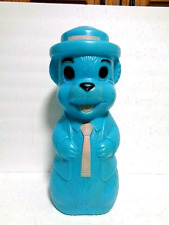 Vintage 1965/66 A.J. Renzi Large Blue Plastic Blow Mold Bear Bank Leominster MA picture