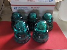 5 Aqua (Blue/Green )  Hemingray 42 Electrical Glass Insulators 5 For $55.55  picture