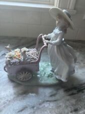 Lladro Kitty Cart Girl with Flower Cart & Cats #6141 Figurine Statue picture