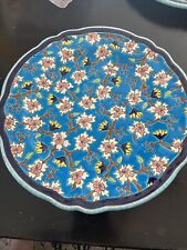 Longwy Pottery Plate Florence Italy Mosaic Turquoise Flowers picture